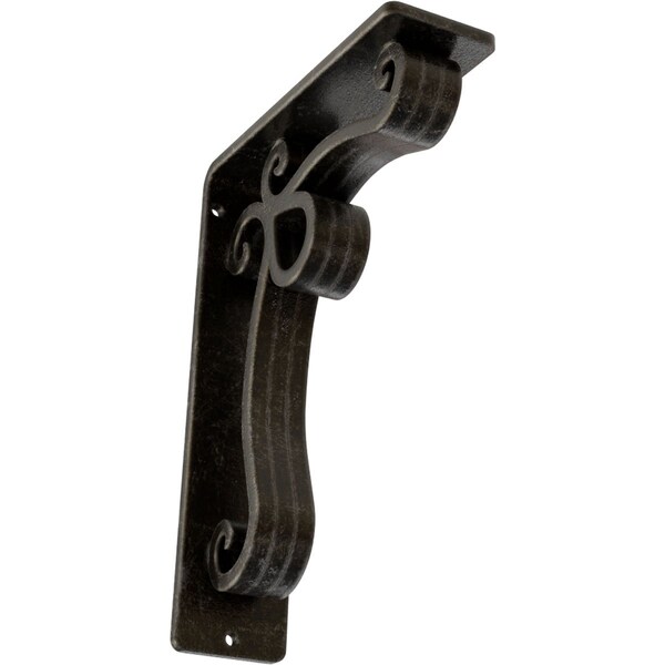 Ekena Millwork Orleans Wrought Iron Bracket, (Triple center brace), Antiqued Warm Silver 2"W x 5 1/2"D x 8"H BKTM02X05X08TOLAWS - main